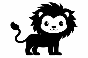 black and white lion silhouette, lion vector illustration, lion silhouette, animal silhouette isolated vector Illustration, png, lion  icon	