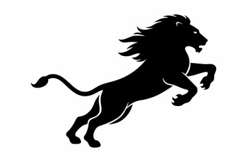 black and white lion silhouette, lion vector illustration, lion silhouette, animal silhouette isolated vector Illustration, png, lion  icon	