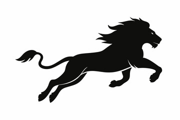 black and white lion silhouette, lion vector illustration, lion silhouette, animal silhouette isolated vector Illustration, png, lion  icon	
