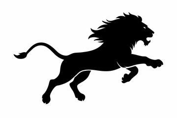 black and white lion silhouette, lion vector illustration, lion silhouette, animal silhouette isolated vector Illustration, png, lion  icon	