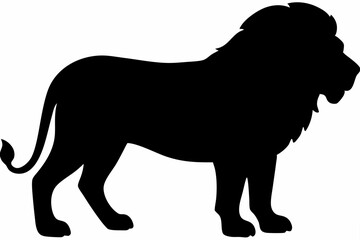 black and white lion silhouette, lion vector illustration, lion silhouette, animal silhouette isolated vector Illustration, png, lion  icon	