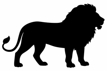 black and white lion silhouette, lion vector illustration, lion silhouette, animal silhouette isolated vector Illustration, png, lion  icon	