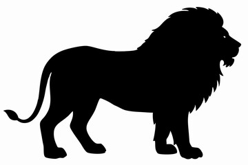 black and white lion silhouette, lion vector illustration, lion silhouette, animal silhouette isolated vector Illustration, png, lion  icon	