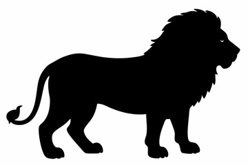 black and white lion silhouette, lion vector illustration, lion silhouette, animal silhouette isolated vector Illustration, png, lion  icon	