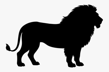 black and white lion silhouette, lion vector illustration, lion silhouette, animal silhouette isolated vector Illustration, png, lion  icon	