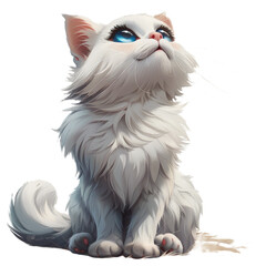 Fototapeta premium Cute cat white isolated on transparent background