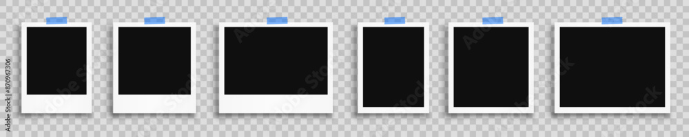 Poster Empty photo frame, set realistic photo card frame mockup variants with shadows