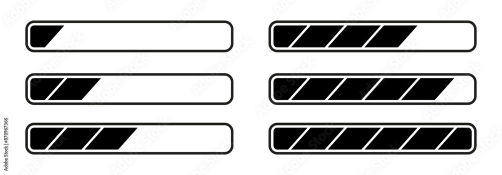 Poster Loading or progress completed percentage bar, loading status bar, download progress icon set – vector