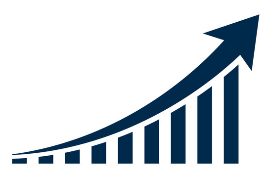 Graph diagram up icon, growing graph sign