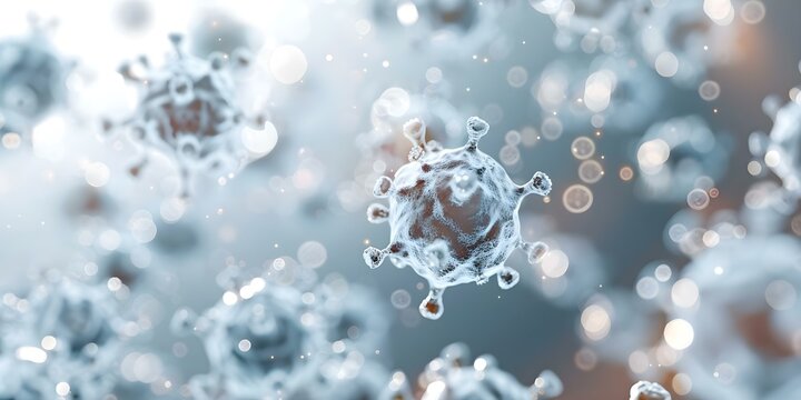 Pathogens in White Cells A Close-up of the Immune Response. Concept Pathogens, White Cells, Immune Response, Close-up, Health