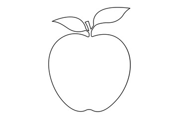 Continuous one single line art drawing of apples icon organic food vector
