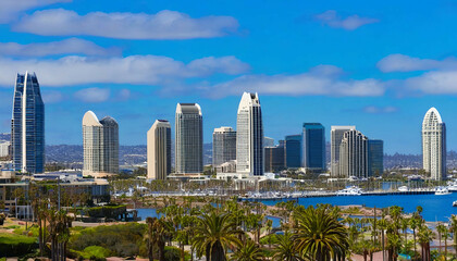 Naklejka premium San Diego skyline by day