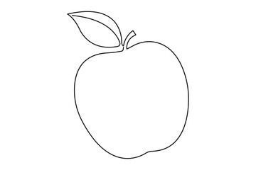 Continuous one single line art drawing of apples icon organic food vector
