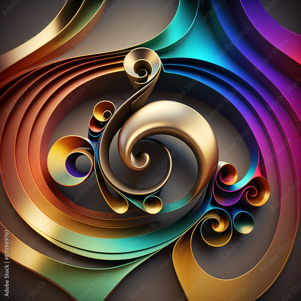 Wall mural abstract background with clef, modern multicolor music background with abstract structure