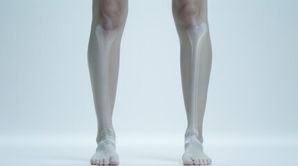 human legs with visible bone x-rays. Concept: anatomy, health, bones, medicine.
