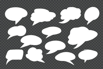 A group of hand drawing organic messages or speech bubble random shapes