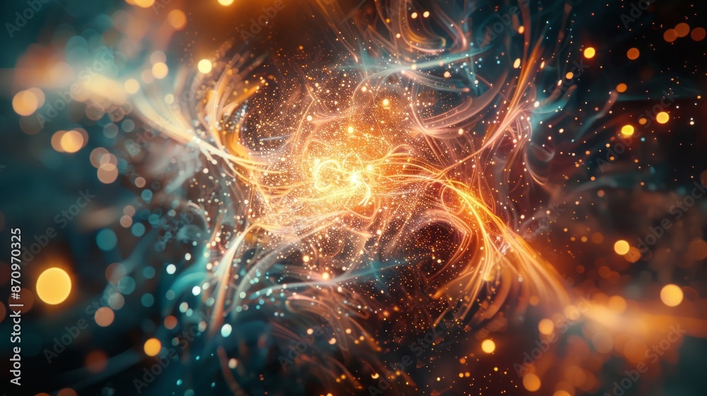 Leinwandbilder an abstract digital artwork depicting the concept of quantum entanglement, where particles are inter