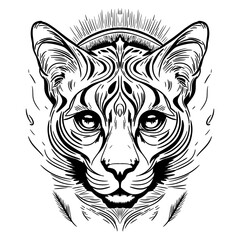 Intricate Tribal Cat Illustration