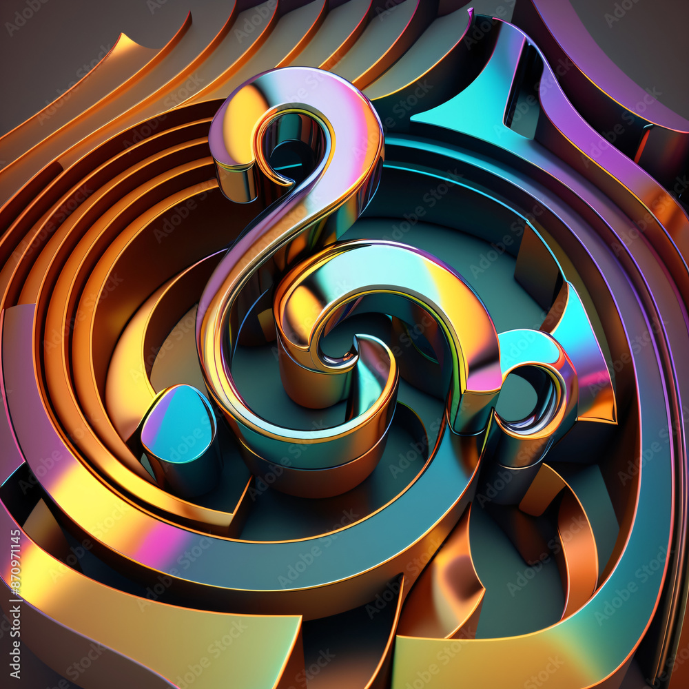 Wall mural abstract background with clef, modern multicolor music background with abstract structure