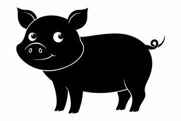 black and white pig silhouette, pig vector illustration, pig silhouette, animal silhouette isolated vector Illustration, png, pig  icon, cartoon pig
