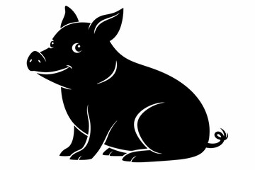 black and white pig silhouette, pig vector illustration, pig silhouette, animal silhouette isolated vector Illustration, png, pig  icon, cartoon pig
