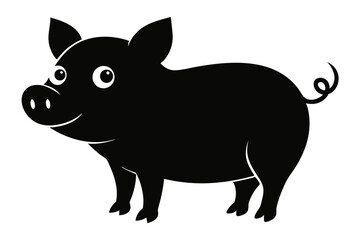 black and white pig silhouette, pig vector illustration, pig silhouette, animal silhouette isolated vector Illustration, png, pig  icon, cartoon pig
