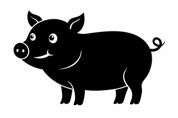black and white pig silhouette, pig vector illustration, pig silhouette, animal silhouette isolated vector Illustration, png, pig  icon, cartoon pig
