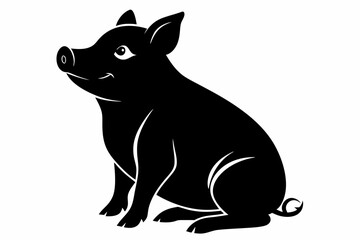 black and white pig silhouette, pig vector illustration, pig silhouette, animal silhouette isolated vector Illustration, png, pig  icon, cartoon pig
