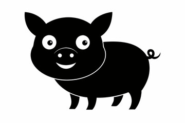 black and white pig silhouette, pig vector illustration, pig silhouette, animal silhouette isolated vector Illustration, png, pig  icon, cartoon pig
