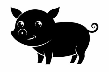 black and white pig silhouette, pig vector illustration, pig silhouette, animal silhouette isolated vector Illustration, png, pig  icon, cartoon pig
