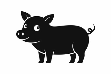 black and white pig silhouette, pig vector illustration, pig silhouette, animal silhouette isolated vector Illustration, png, pig  icon, cartoon pig
