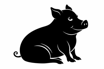 black and white pig silhouette, pig vector illustration, pig silhouette, animal silhouette isolated vector Illustration, png, pig  icon, cartoon pig
