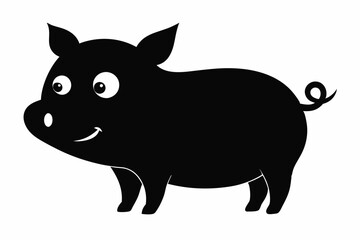 black and white pig silhouette, pig vector illustration, pig silhouette, animal silhouette isolated vector Illustration, png, pig  icon, cartoon pig
