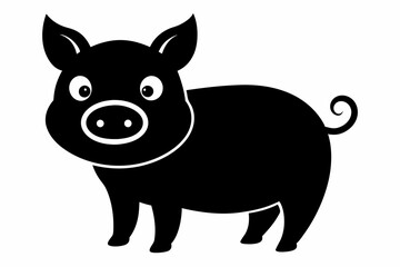 black and white pig silhouette, pig vector illustration, pig silhouette, animal silhouette isolated vector Illustration, png, pig  icon, cartoon pig
