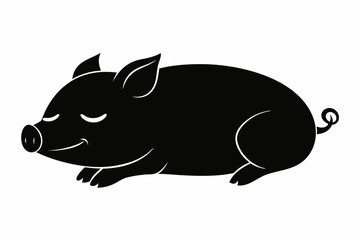 black and white pig silhouette, pig vector illustration, pig silhouette, animal silhouette isolated vector Illustration, png, pig  icon, cartoon pig
