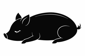 black and white pig silhouette, pig vector illustration, pig silhouette, animal silhouette isolated vector Illustration, png, pig  icon, cartoon pig
