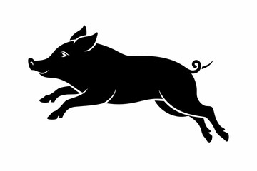 black and white pig silhouette, pig vector illustration, pig silhouette, animal silhouette isolated vector Illustration, png, pig  icon, cartoon pig

