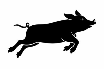 black and white pig silhouette, pig vector illustration, pig silhouette, animal silhouette isolated vector Illustration, png, pig  icon, cartoon pig
