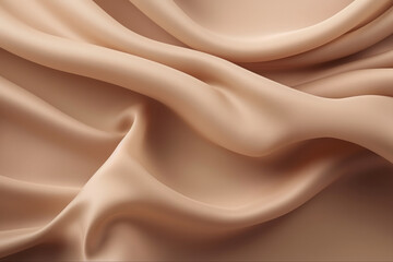 Fototapeta premium Processed collage of smooth wavy beige light brown satin silk cloth fabric texture. Background