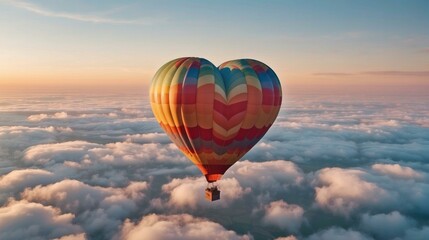 Obraz premium Hot air balloon ride above the clouds. AI.