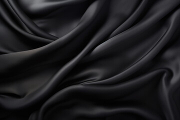 Obraz premium Processed collage of smooth elegant wavy deep black silk cloth fabric material texture. Background