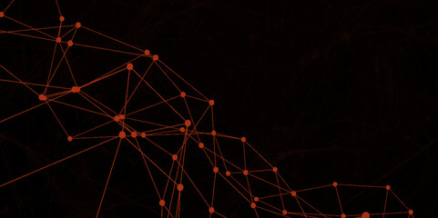Red geometric background with line and dot connection .. Modern technology concept. Colorful polygonal structure.Technology network connection elements design, connected lines and dots vector ...