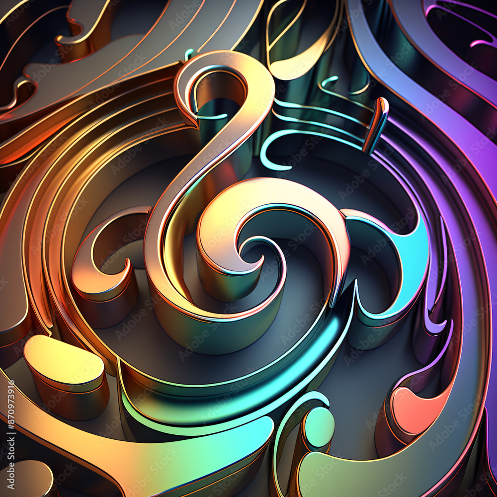 Wall mural abstract background with clef, modern multicolor music background with abstract structure