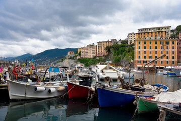 Fototapeta premium glimpse of the small port of Camogli Liguria Italy