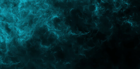Aquamarine and teal abstract glowing space stars. Grunge marbled pattern and rough paint brush strokes in Teal color powder explosion, Abstract galaxy painting. Marble ink nebula  design with  fog on 