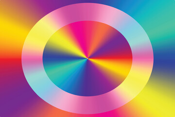Obraz premium A vibrant, multicolored radial gradient background featuring a central circle, blending a spectrum of bright, dynamic hues.