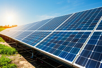 Solar Panels Under Sunlight - Generative AI.