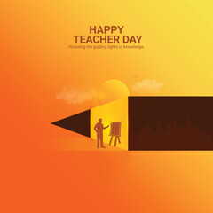 Creative teacher day ads design. World teacher day, Celebrated in United States in September 5st, vector, 3d illustration