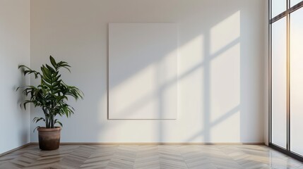 Fototapeta premium modern scandinavian interior living room with chair or sofa and blank wall, empty wall, blank canvas, copy space, bright interior