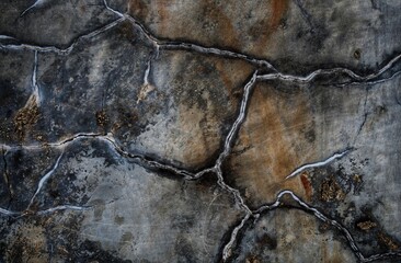 cracked concrete wall covered with gray cement surface as background, rack concrete white wall or Cement wall background, Broken hole in white wall. Abstract background.